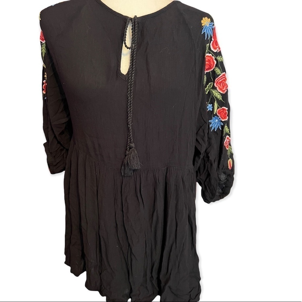 Zara Black Flying rap Embroidered Dress S